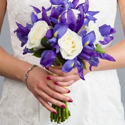 Nine Rose Iris Mix Bouquet