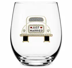 Just Married Stemless Wine Glass 