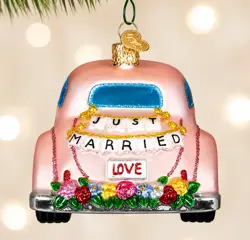 Just Married Pink Car Ornament 