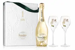 Perrier Jouet Champagne Brut Blanc De Blancs W/ 2 Flute Glasses 