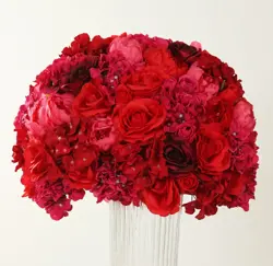  Reception Rentals - Red Silk Centerpieces  