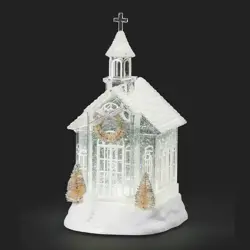 Wedding Chapel Glitter Globe | Elegant White