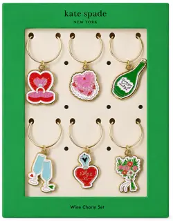 KATE SPADE Wedding Wine Charm Set 